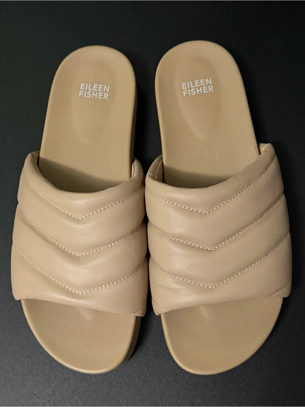 Eileen Fisher Haze Quilted Slide Sandals Sz 10 NWT